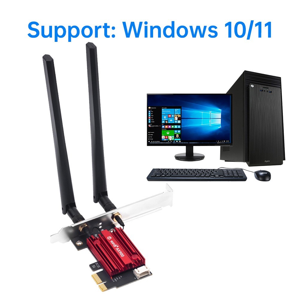 WiFi 6 PCIe Card for Desktop AX900 Dual Band Wireless Bluetooth Gaming Adapter