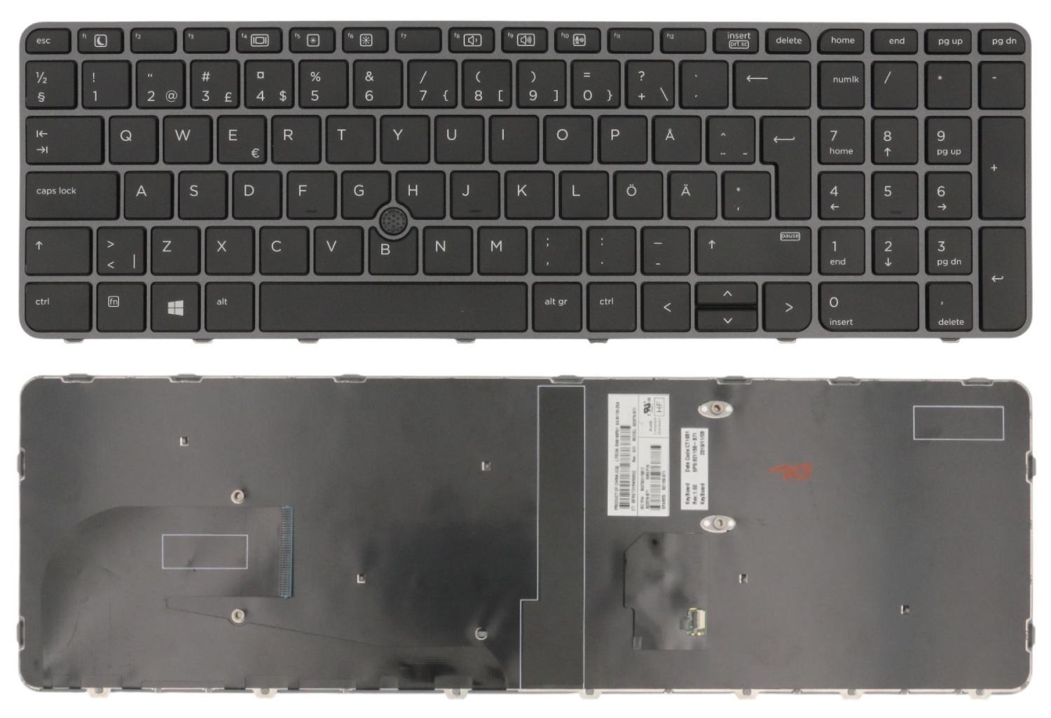 Original SWEDISH KEYBOARD FOR HP EliteBook 850 G3 850 G4 755 G3 755 G4 ZBOOK 15U