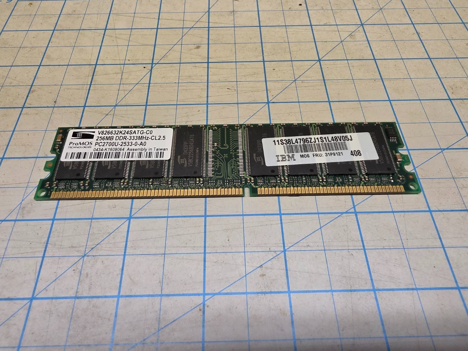 ProMOS 256MB DDR PC2700 DDR-333 CL2.5 184-Pin Desktop RAM V826632K24SATG-C0