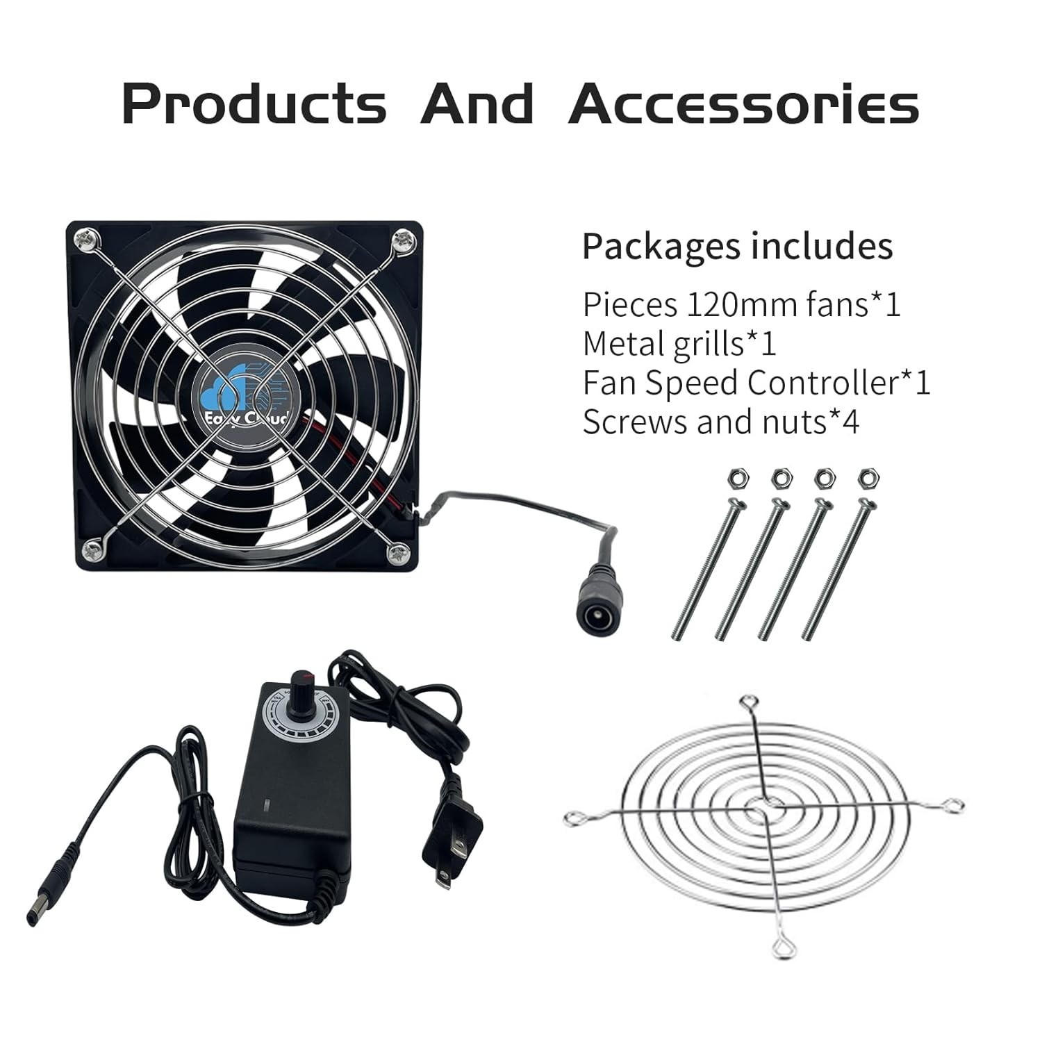 Computer Fan with AC Plug, 120mm Variable Speed Axial Muffin PC Fan with Cont…