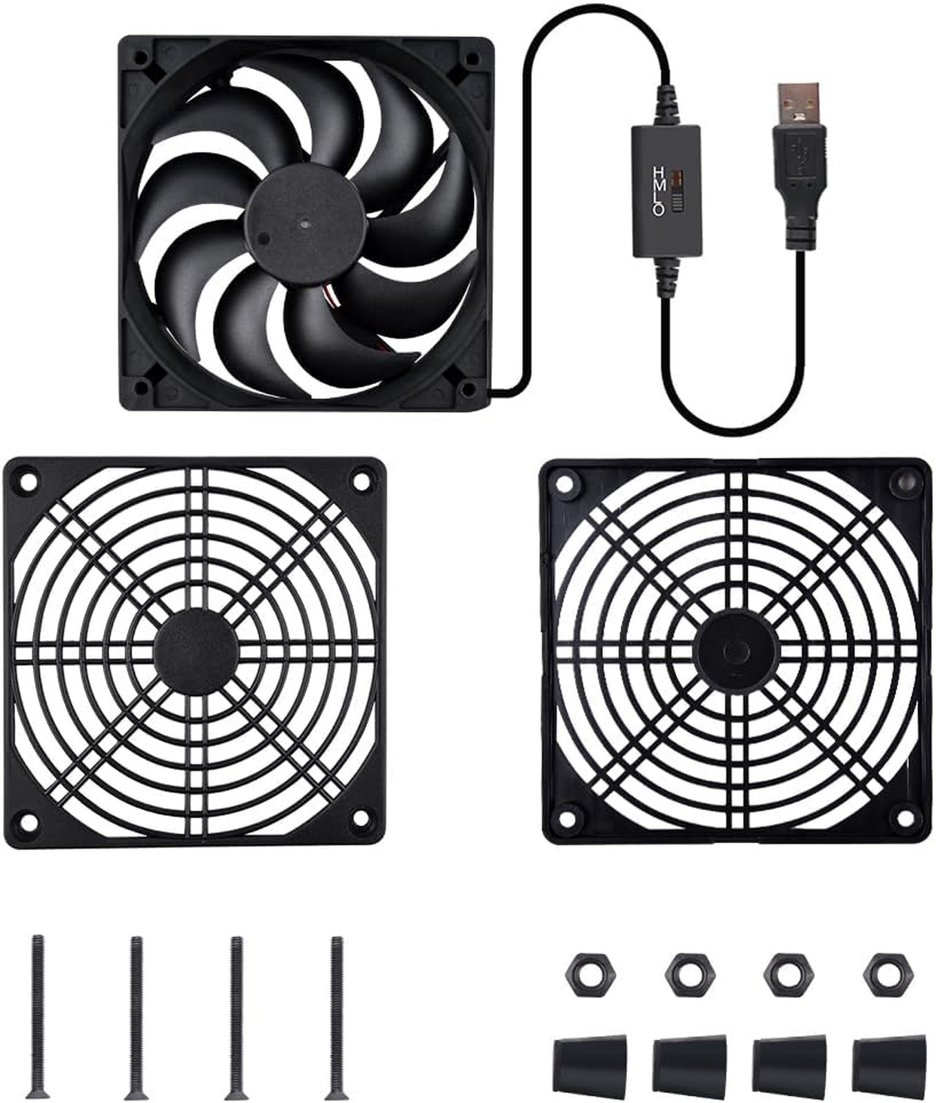 120mm USB Powered Cooler Fan with L M H Speed Controller for Router Modem TV Box