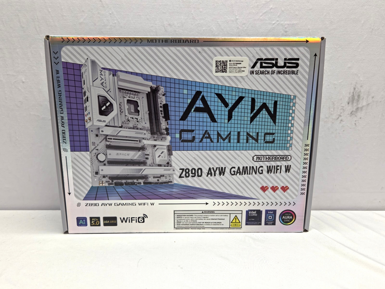 ASUS Z890 AYW Gaming WiFi W ATX DDR5 LGA1851 Intel PCIe 5.0 Motherboard White