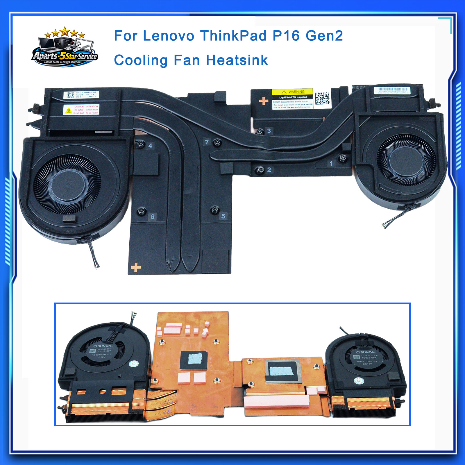 New 5H41B77376 For Lenovo ThinkPad P16 Gen2 Cooling Fan Heatsink 5H41B77372