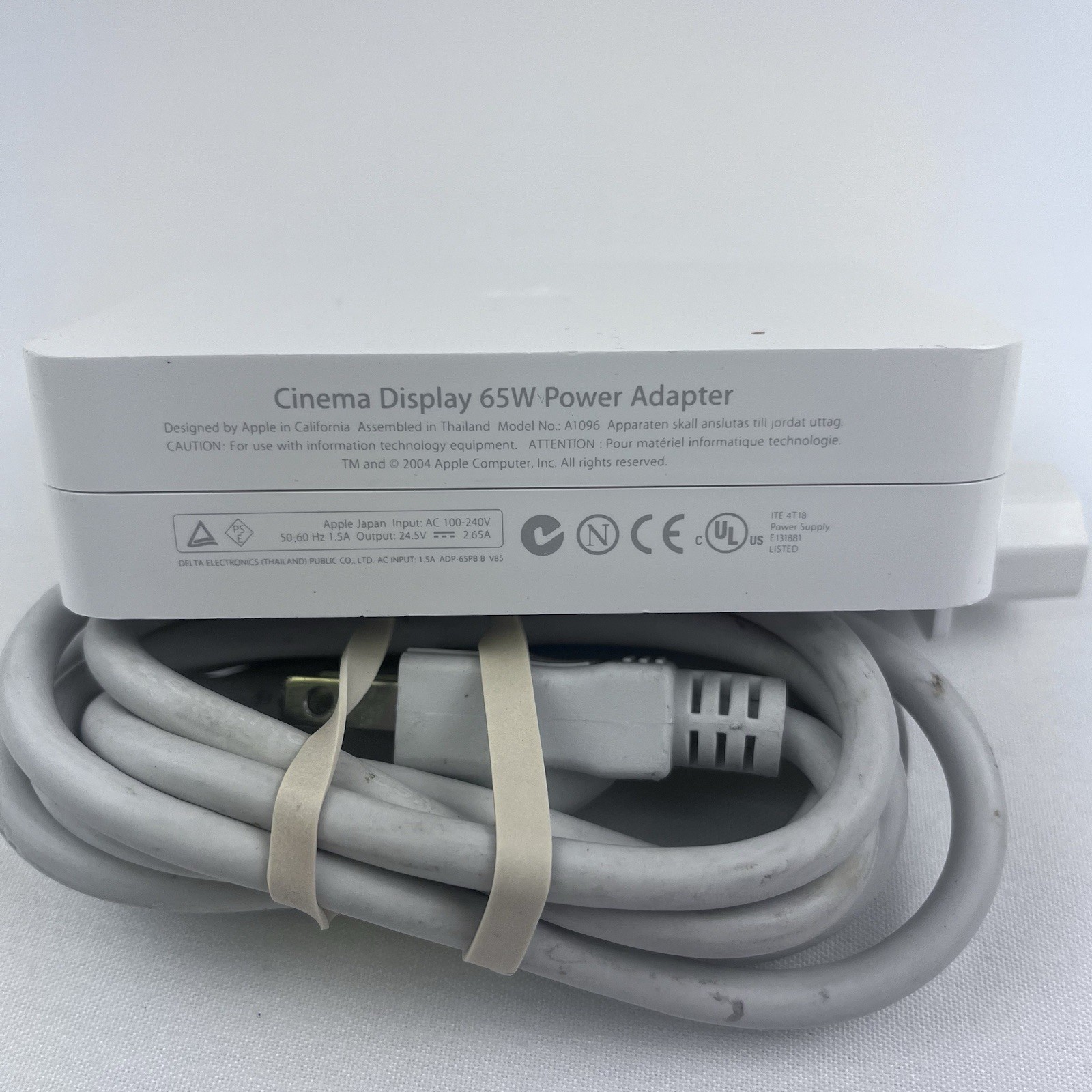 Genuine Apple OEM A1096 Cinema Display White Power Adapter 65W w/ Cord Untested