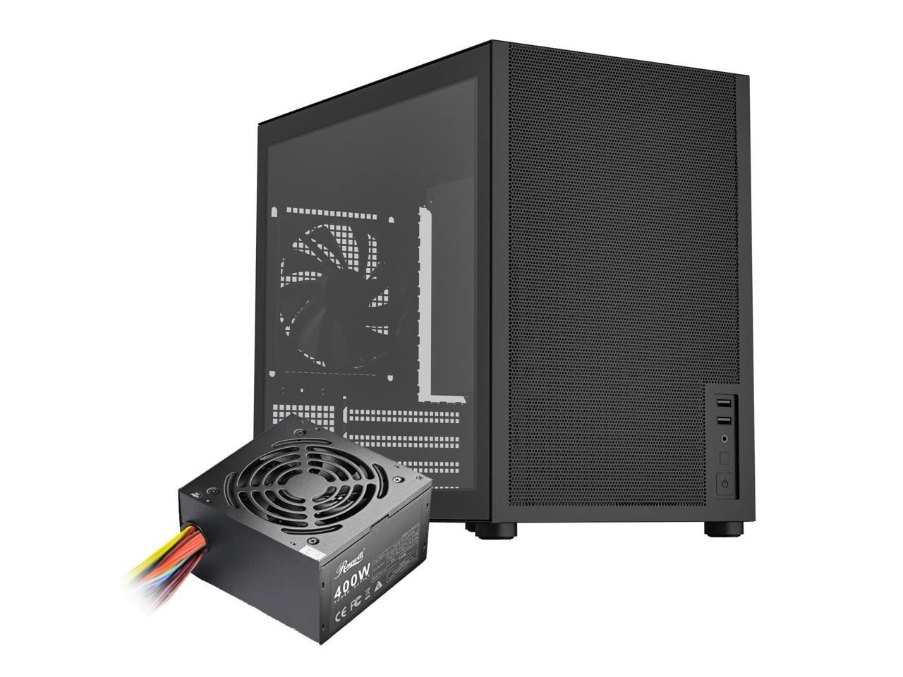Rosewill Micro ATX Mini Tower PC Case with Pre-Installed 400W Power Supply | Lef