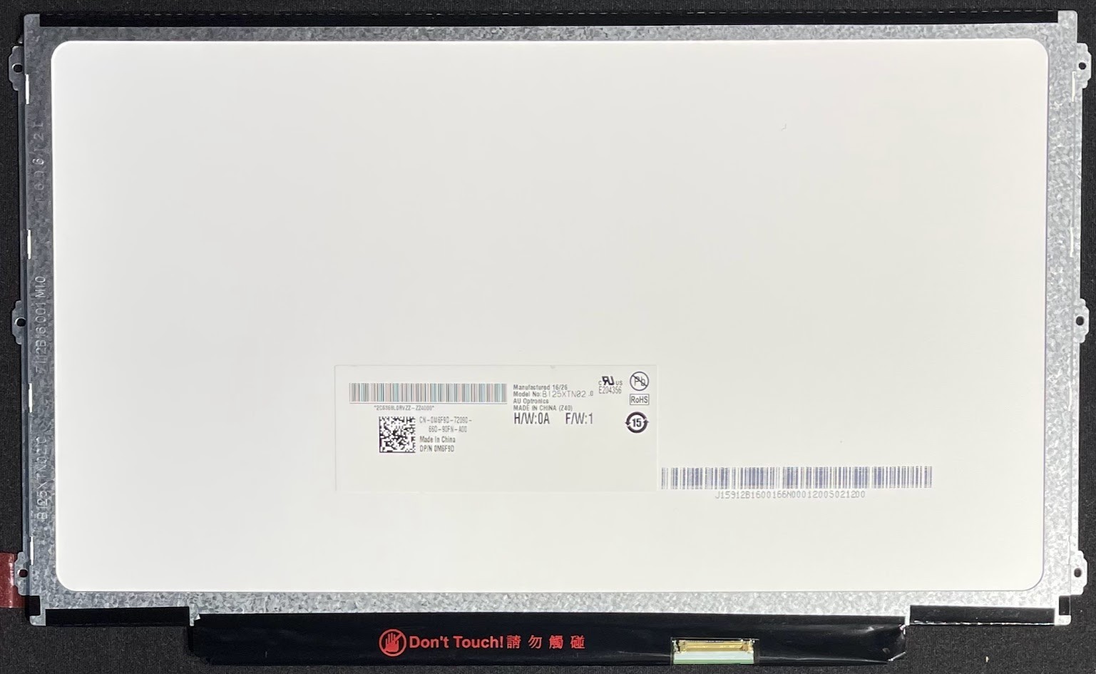Dell / AU Optronics 12.5″ HD LCD LED Screen Panel / 30 Pin / B125XTN02.0 / M6F9D