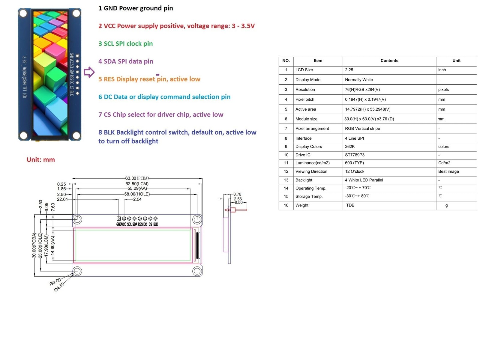 GODIYMODULES 2.25 Inch TFT LCD Display Module, SPI Interface, ST7789 Driver, …