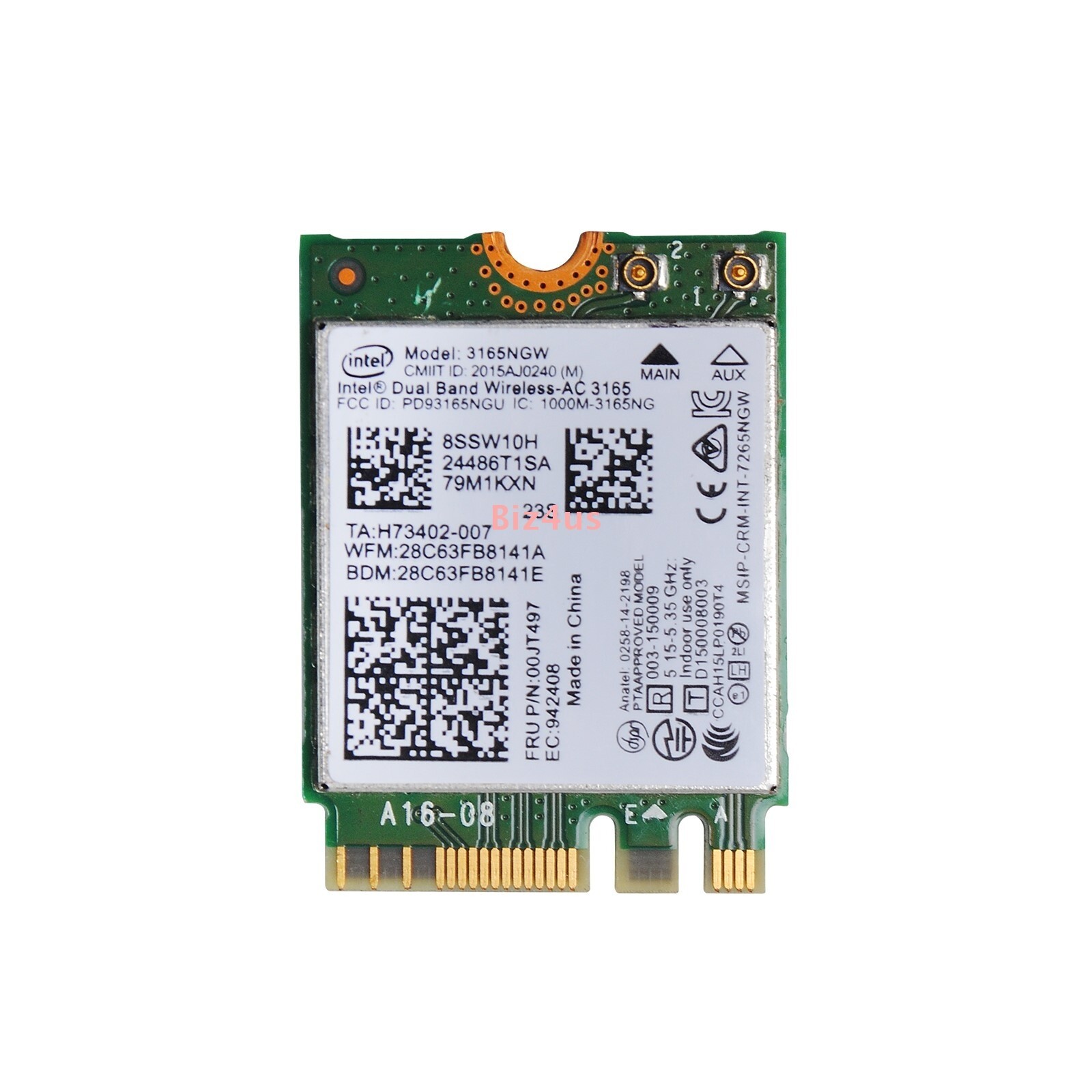 Lenovo 00JT497 Intel Model 3165NGW Dual-Band Wireless-AC 3165 NGFF M2 WiFi Card