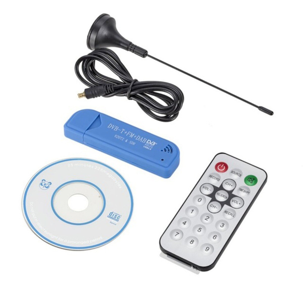 USB2.0 DVB-T DAB FM TV Tuner RTL2832U+R820T2 FC0012 SDR Digital TV Receiver