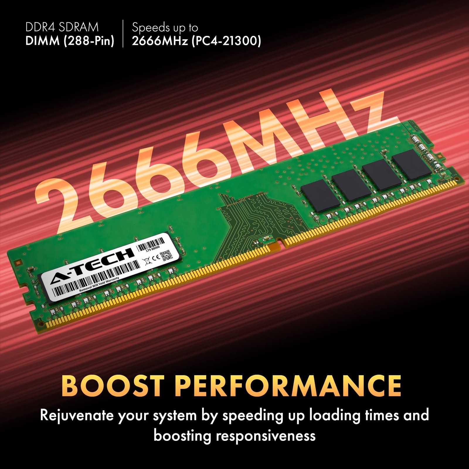 A-Tech 16GB DDR4 2666 MHz UDIMM PC4-21300 (PC4-2666V) CL19 16GB, Multicolor