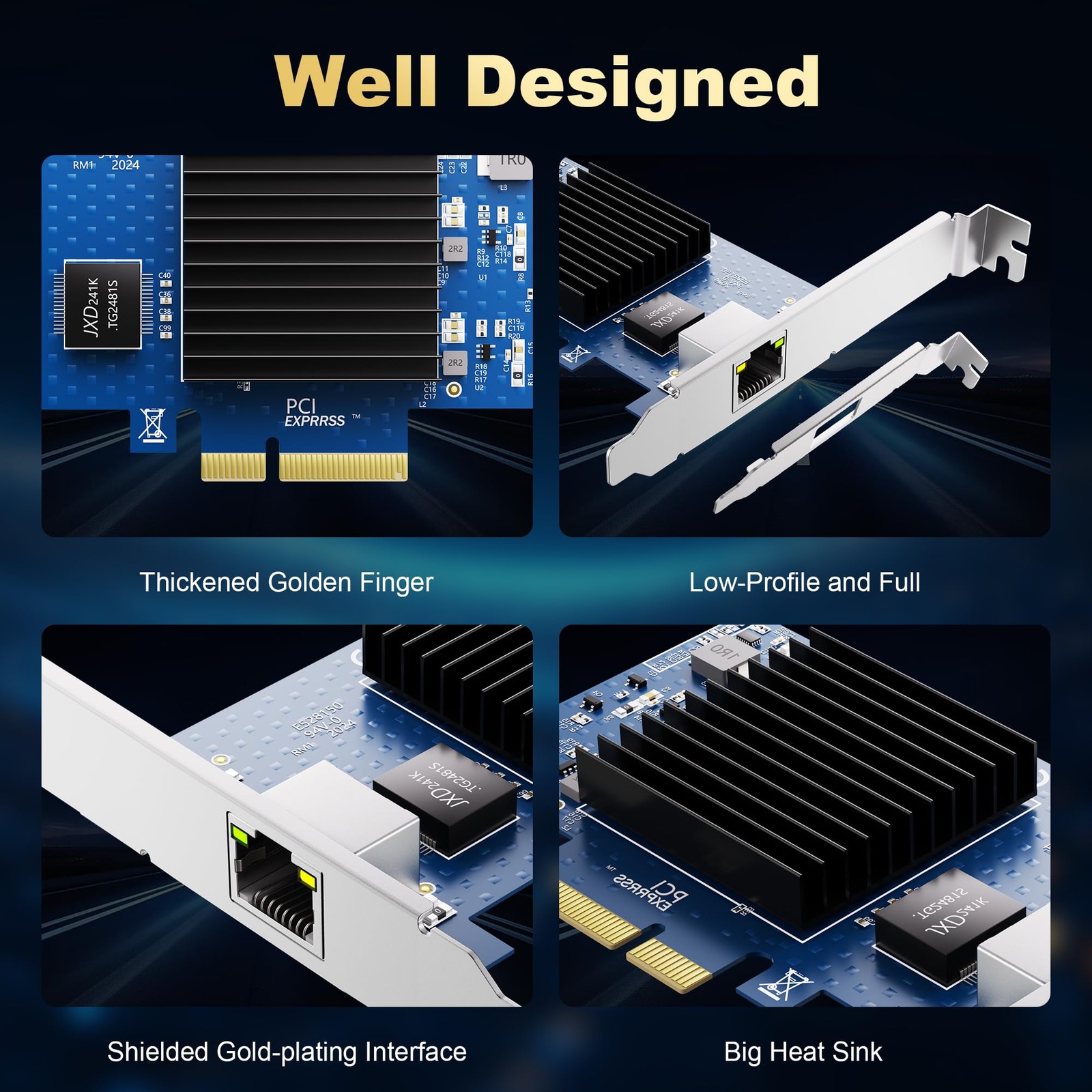 10Gb PCIe NIC Network Card Single RJ45 Port Aquantia AQC107 4X Ethernet LAN C…