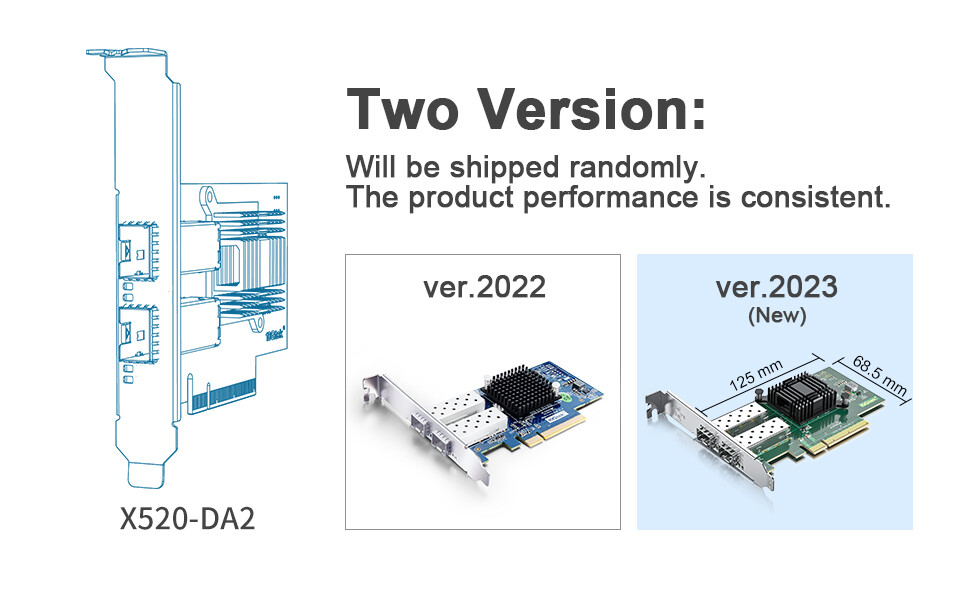 For Intel X520-DA2 w/ 82599EN Controller 10Gb Dual SFP+ to PCIe x8 Network Card