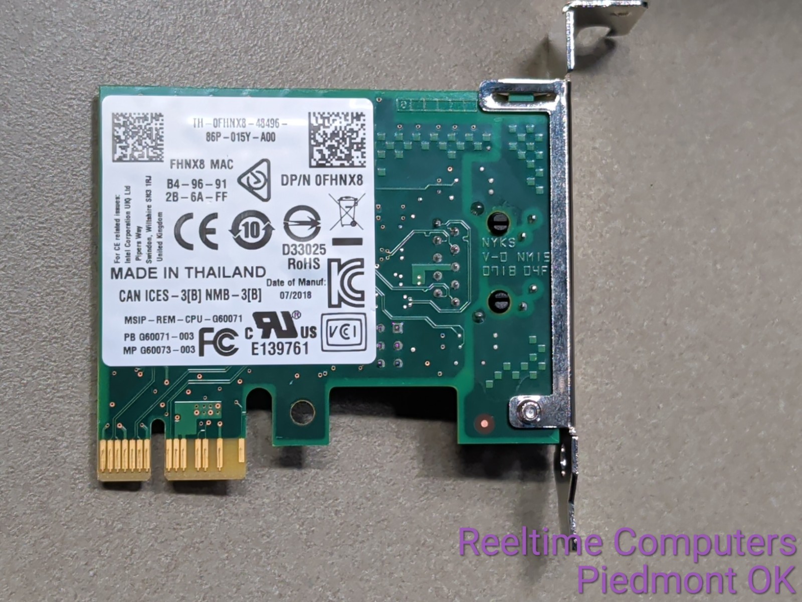 ell Intel I210-T1 0FHNX8 PCIe x1 Gigabit Ethernet Network Card RJ45 Tested