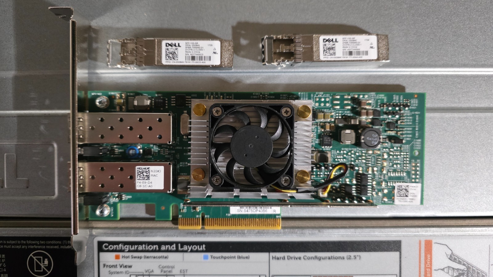 Dell Broadcom 57810S 2x10Gb SFP PCIe w Full Height Bracket & SFPs N20KJ 0N20KJ