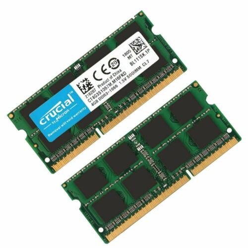 Crucial RAM 8GB 2X4GB 2RX8 PC3-8500 DDR3 1066MHz 1.5V Laptop Notebook Memory