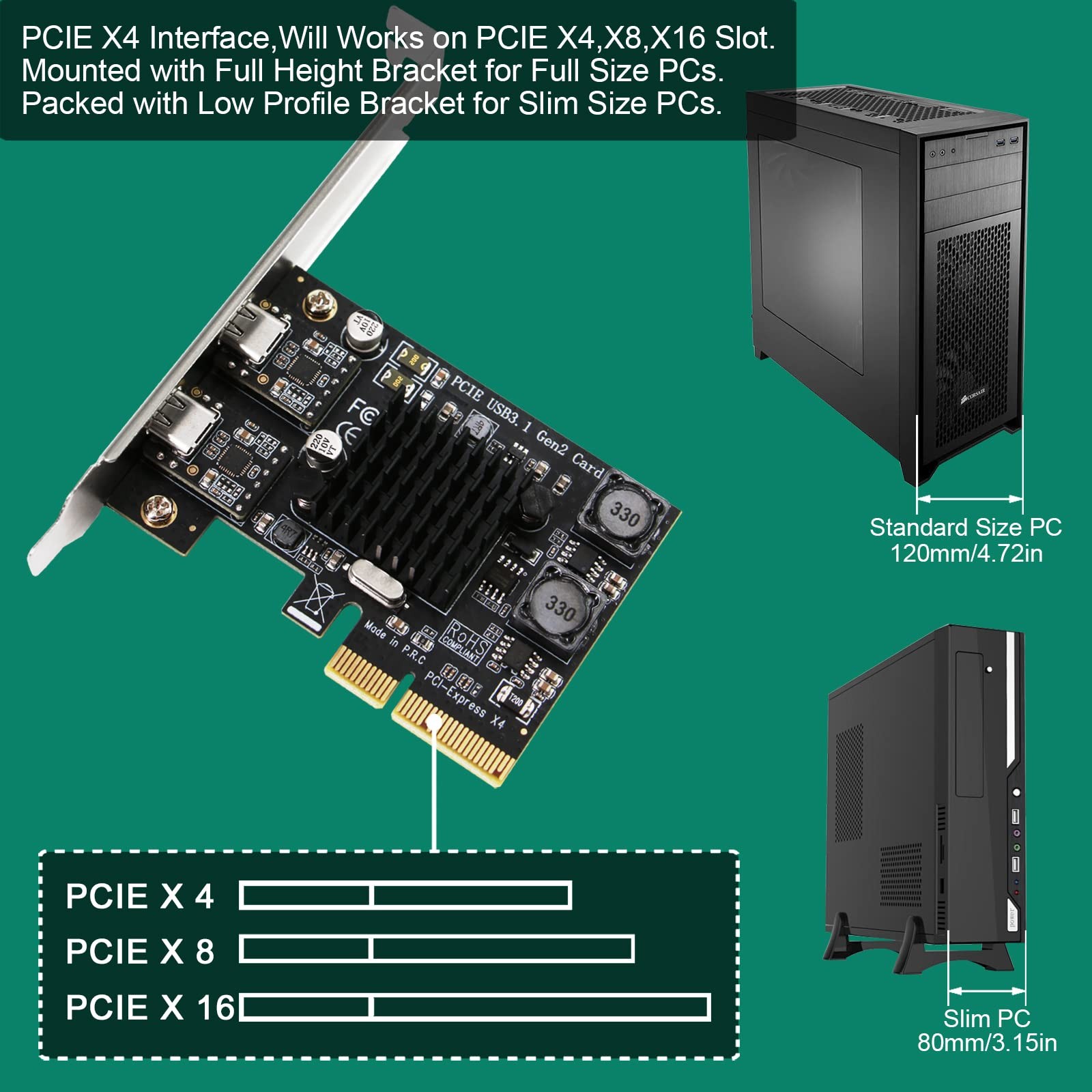FebSmart 2X 10Gbps Max Speed USB-C Ports PCIE USB 3.1 GEN 2 Matte Black