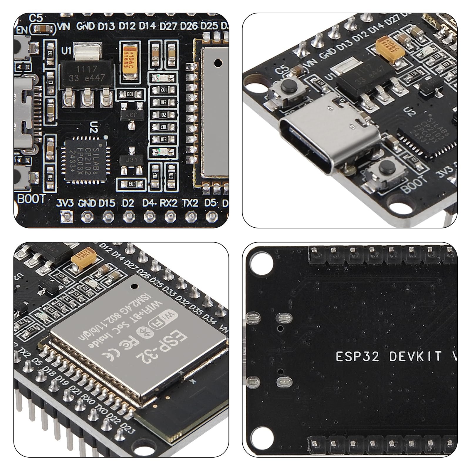 AITRIP 1PCS Type-C ESP32 ESP-WROOM-32 Development Board WiFi + Bluetooth CP2102