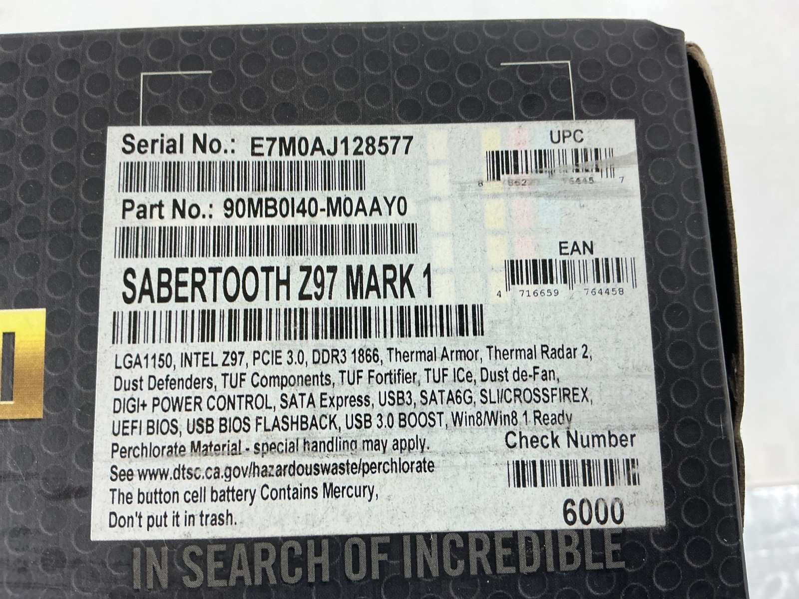 ASUS Sabertooth Z97 Mark 1 ATX LGA 1150 USB 3.1 – SABERTOOTH Z97 MARK 1/USB 3.1