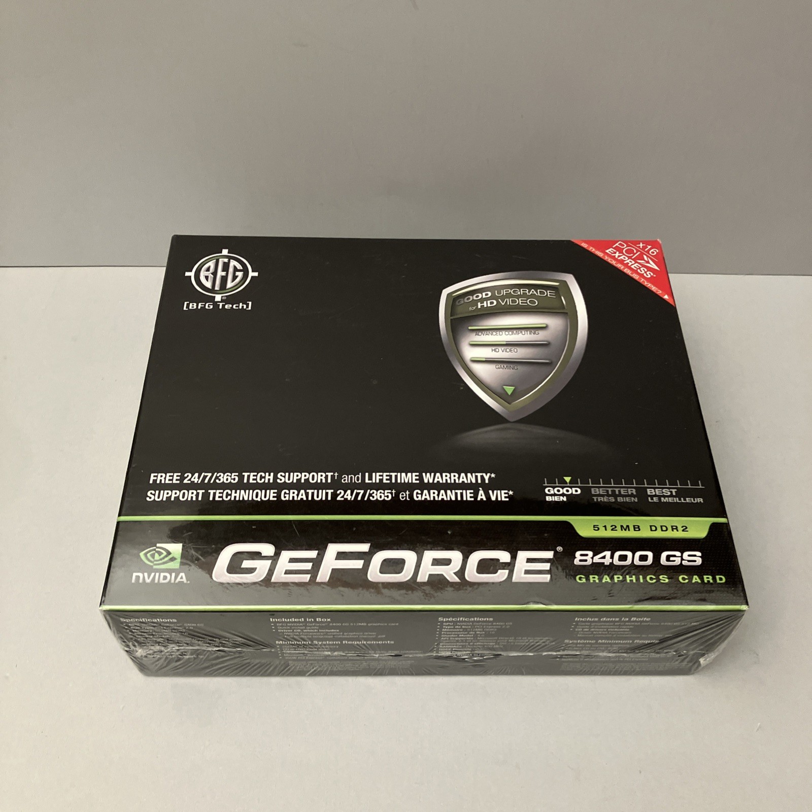 BFG Nvidia GeForce 8400 GS 512MB DDR2, PCI Graphics Card New Factory Sealed!