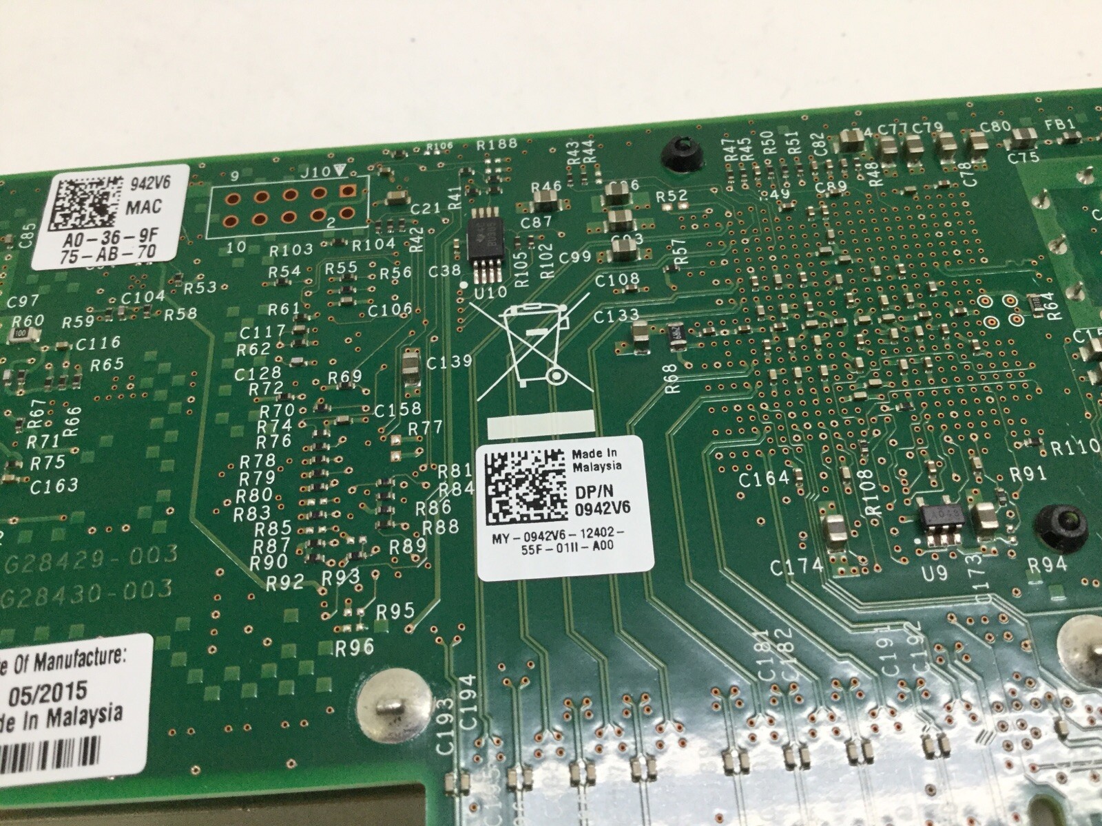 Dell 0942V6 942V6 Intel X520-DA2 Dual Port 10Gb SFP+ PCIe Server Adapter W/2 SFP