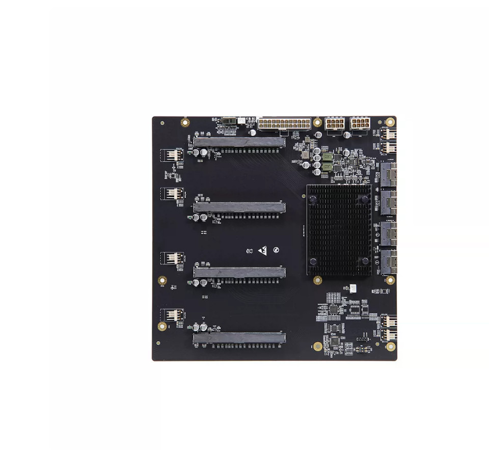 Slimsas to PCle 4.0 PLX88096 4-card GPU four-slot expansion baseboard 65mm width