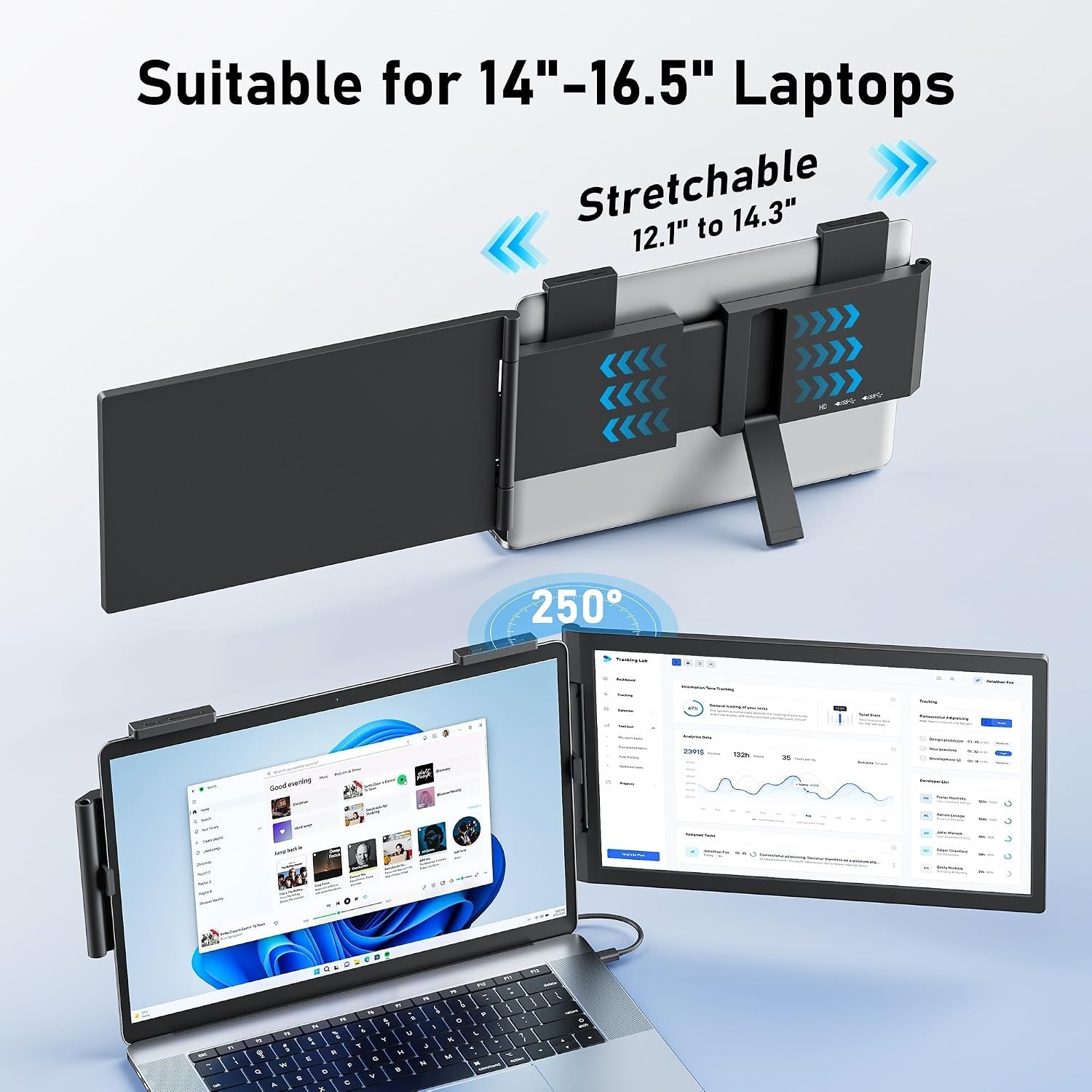 Ultra-Light 14-Inch FHD Laptop Monitor Extender with USB-C and HDMI Connectivity