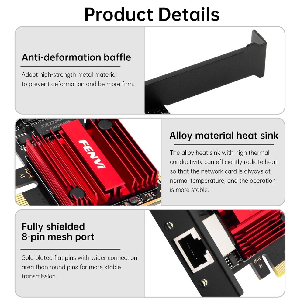 PCI-E Network Adapter RTL8125B 2.5Gbps Gigabit Ethernet Card RJ45 LAN Controller