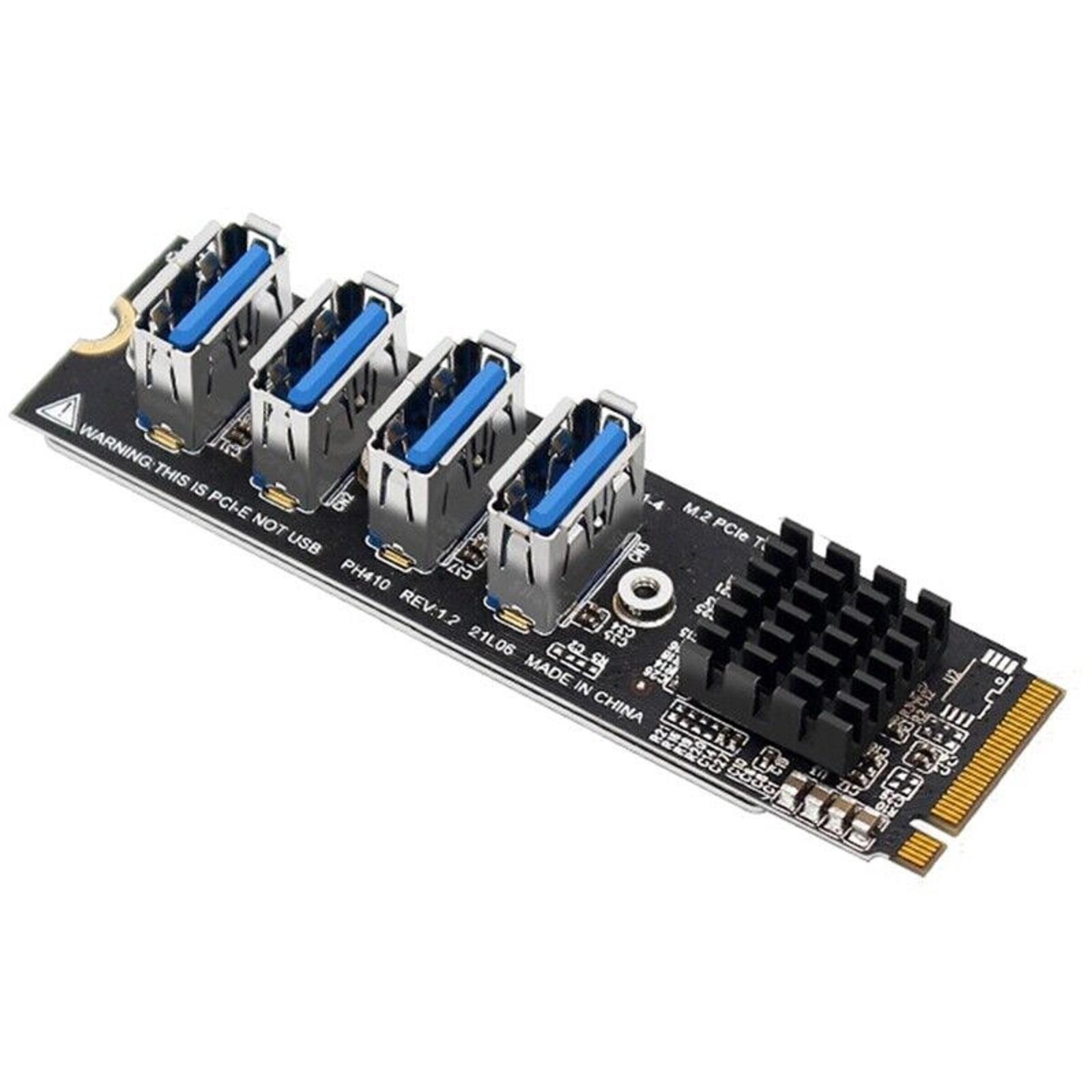 USB 3.0 PCI-E Riser Card M.2 to PCIE Extender Adapter Card 4 Port Adapter Card h