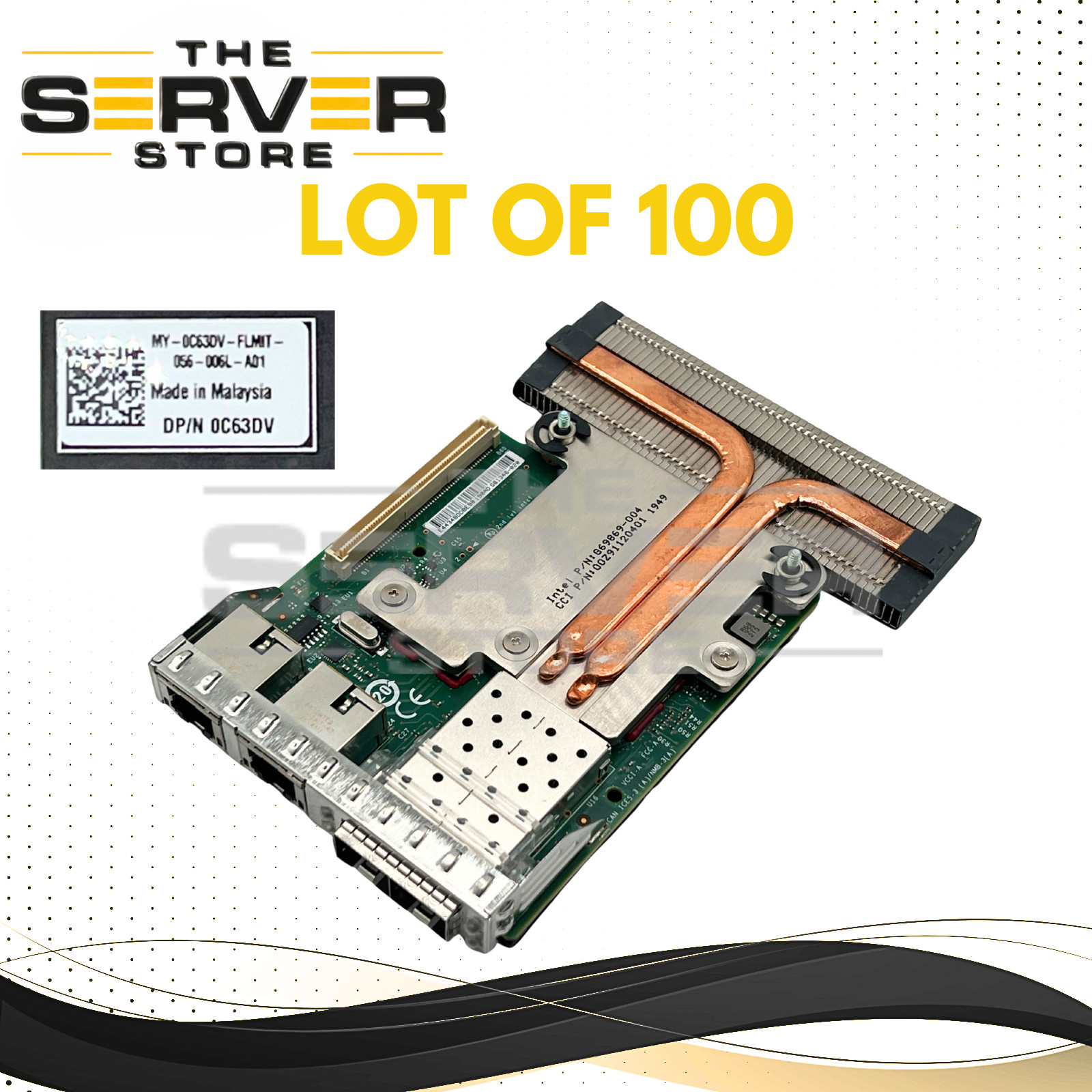(LOT 100) Dell 4 Port (2x Intel X520 10Gb SFP+ i350 1Gb RJ45) NIC 0C63DV C63DV