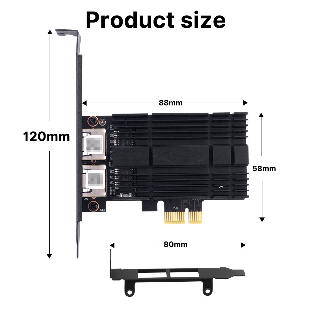 2.5G Dual Port PCIe NIC for Intel I226 2500Mbps RJ45 Low-Profile Win/Mac/Linux