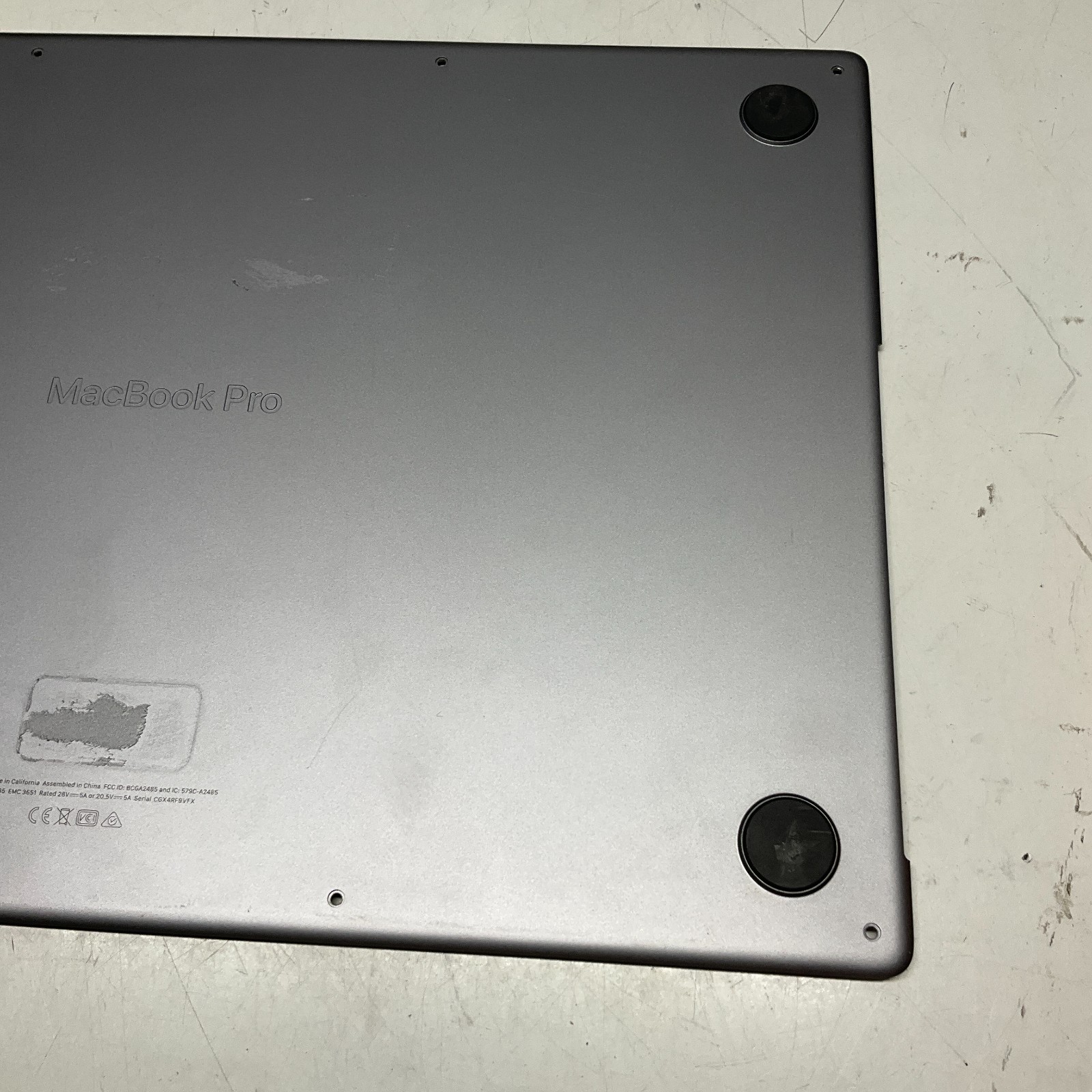 Apple MacBook Pro M1 16″ (A2485/2021) OEM Bottom Case Cover Space Gray
