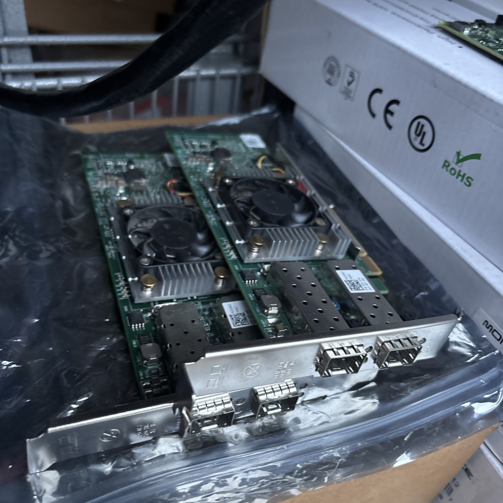 (2) Dell Broadcom 57810s Dual 10 GB PCIe SFP+ Network Adapter – N20KJ & 2 cable