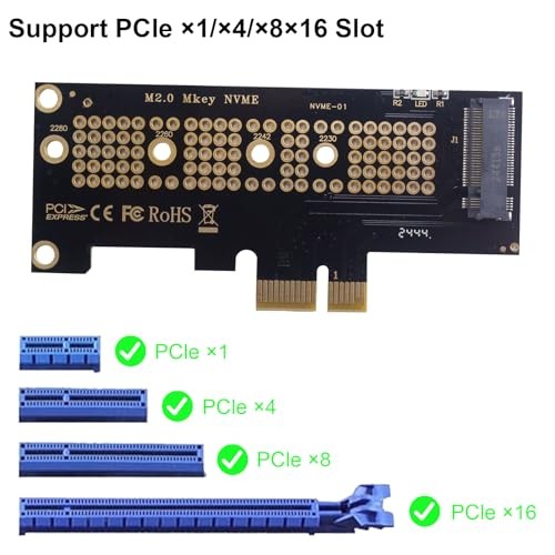 M.2 NVMe SSD to PCI-E 4.0 X1 Adapter, PCI-E M.2 NVMe Expansion PCIe X1 slot