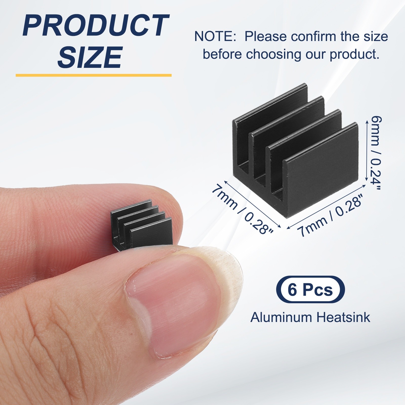 6 Pcs Heatsink 7x7x6mm Aluminum Heat Sink with Thermal Blue Sticker Black