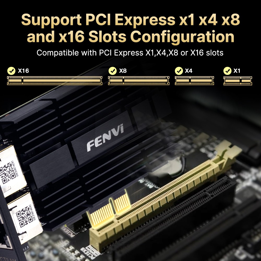 FENVI Intel I226 2.5G PCIe Network Card Dual RJ45 Ports 2500Mbps Desktop Adapter