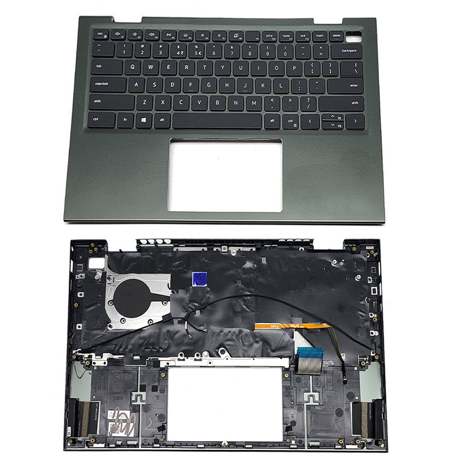 New 0VJ2PX For Dell Inspiron 14 5410 7415 2-in-1 Green Palmrest Backlit Keyboard