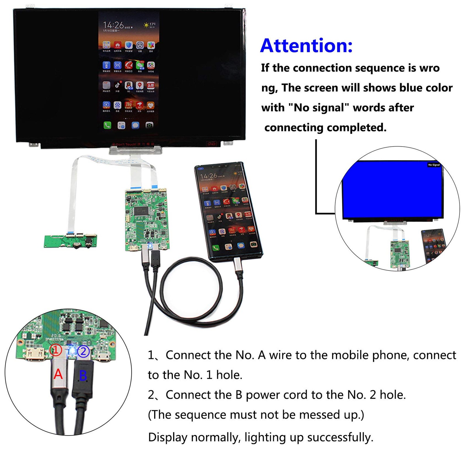 FanyiTek USB C Type C HDMI Controller Board 40 pin for 15.6 1920×1080 NV156FHM-T