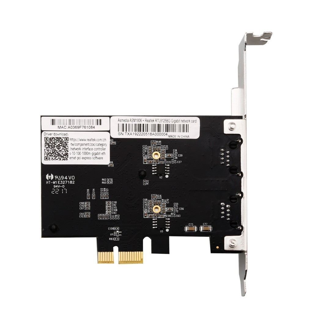PCI-E Network Adapter RTL8125B+ASM1806 Ethernet Card 2.5G Gigabit Dual RJ45 LAN