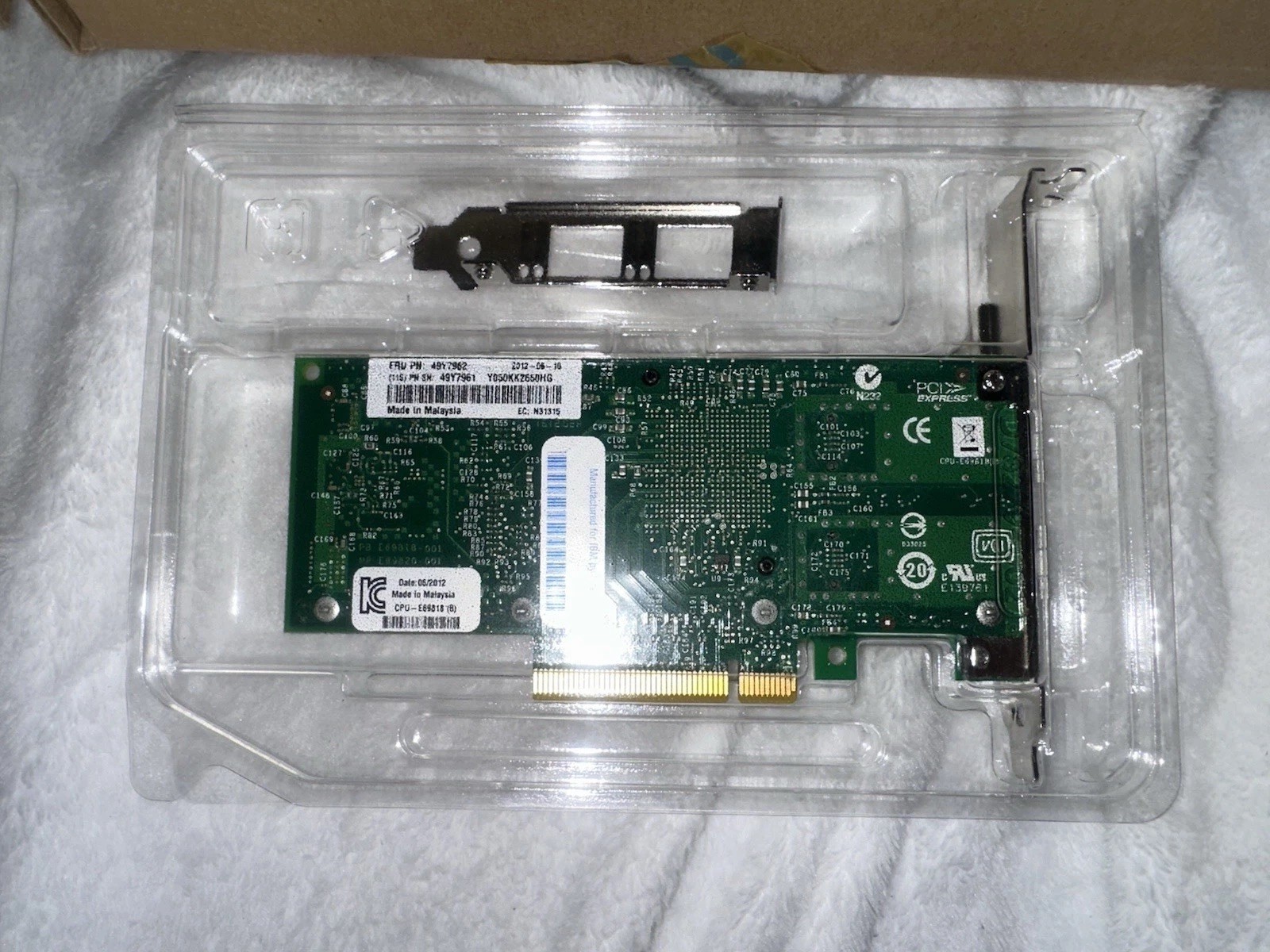 Lot of 2 X520-DA2 IBM/INTEL DUAL PORT 10GbE SFP+ ADAPTER 49Y7961 49Y7962 49Y7960
