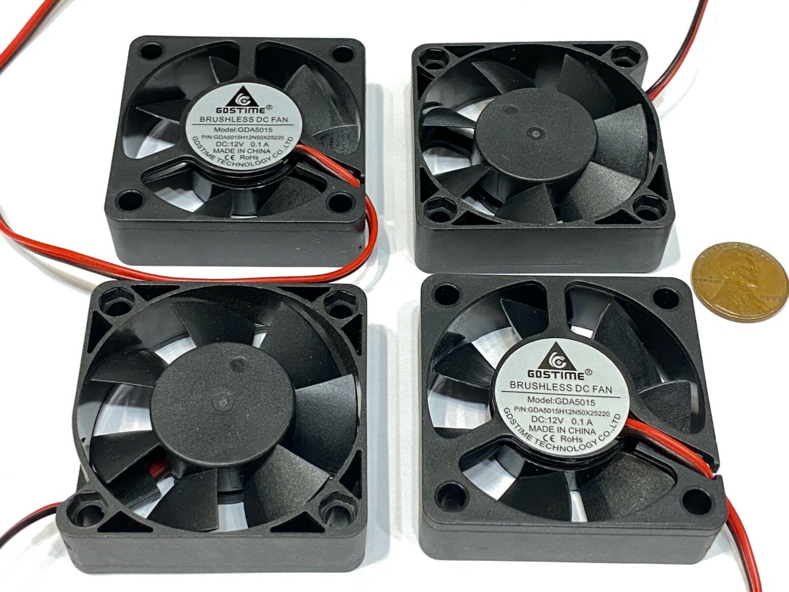 4 Pieces 12v 50mm x 15mm Cooling Fan Brushless Axial 5015 50x50x15mm 2Pin E34