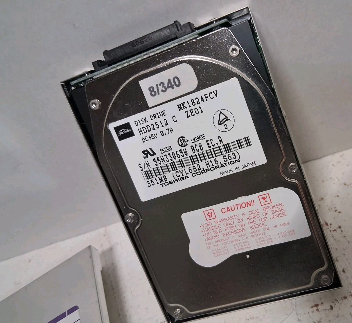 Toshiba MK1824FCV 351MB 2.5″ 44-Pin IDE Laptop Hard Drive + Caddy AS-IS