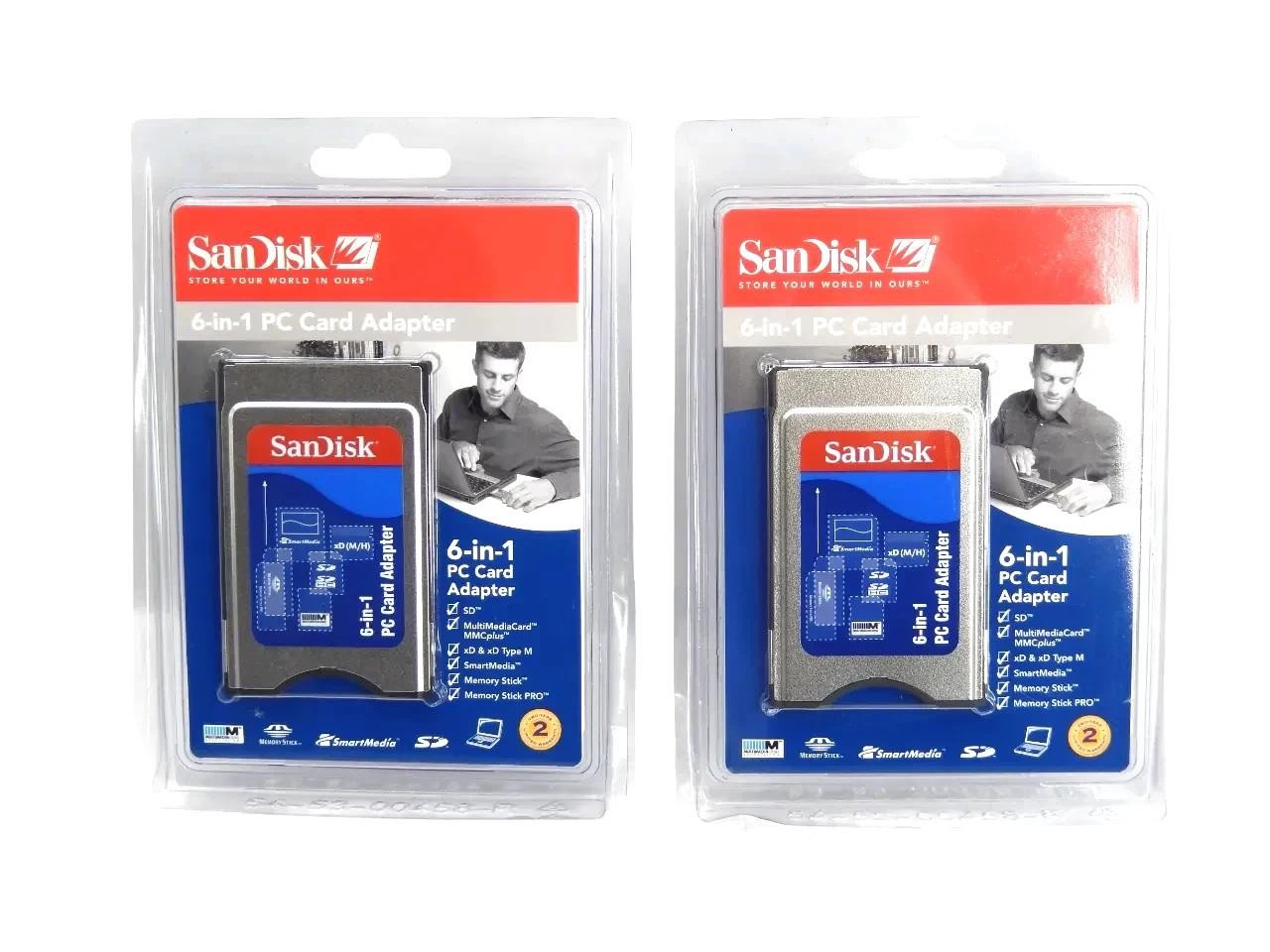 Lot of 2 SanDisk 6-in-1 PC Card Adapter SDAD-67-A10 – Free Shipping