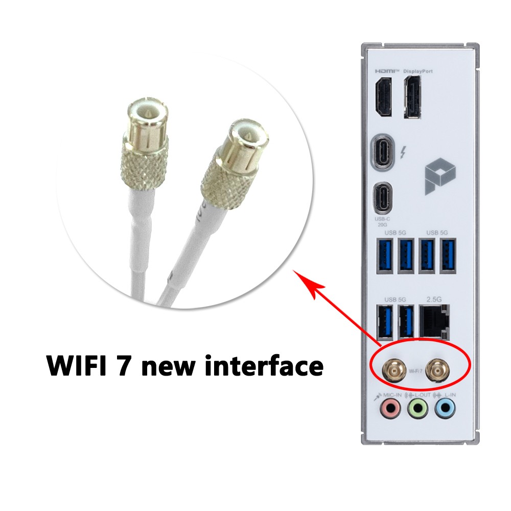 WiFi7 Antenna Cable Interface For MSI PRO B860M-A WIFI B860M-VC WIFI/B850M-PWIFI