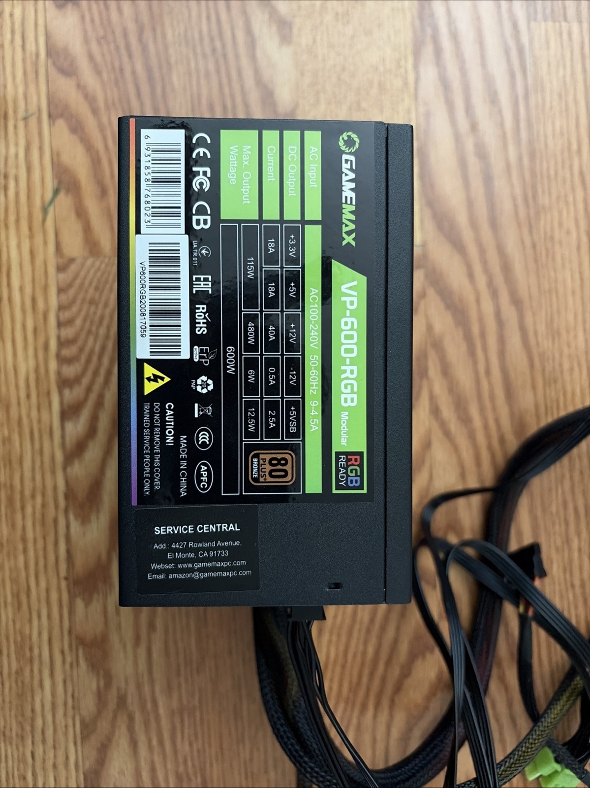 GAMEMAX VP-600-RGB VP RGB 600W Modular Gaming Power Supply 80+ Bronze 12V ECO