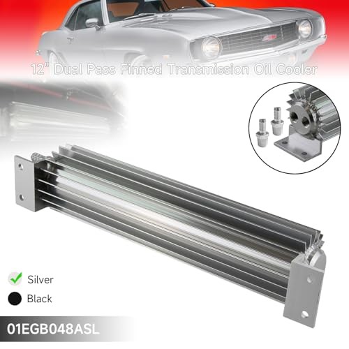 Universal 12” Aluminum Dual Pass Finned Transmission Oil Cooler W/Fittings