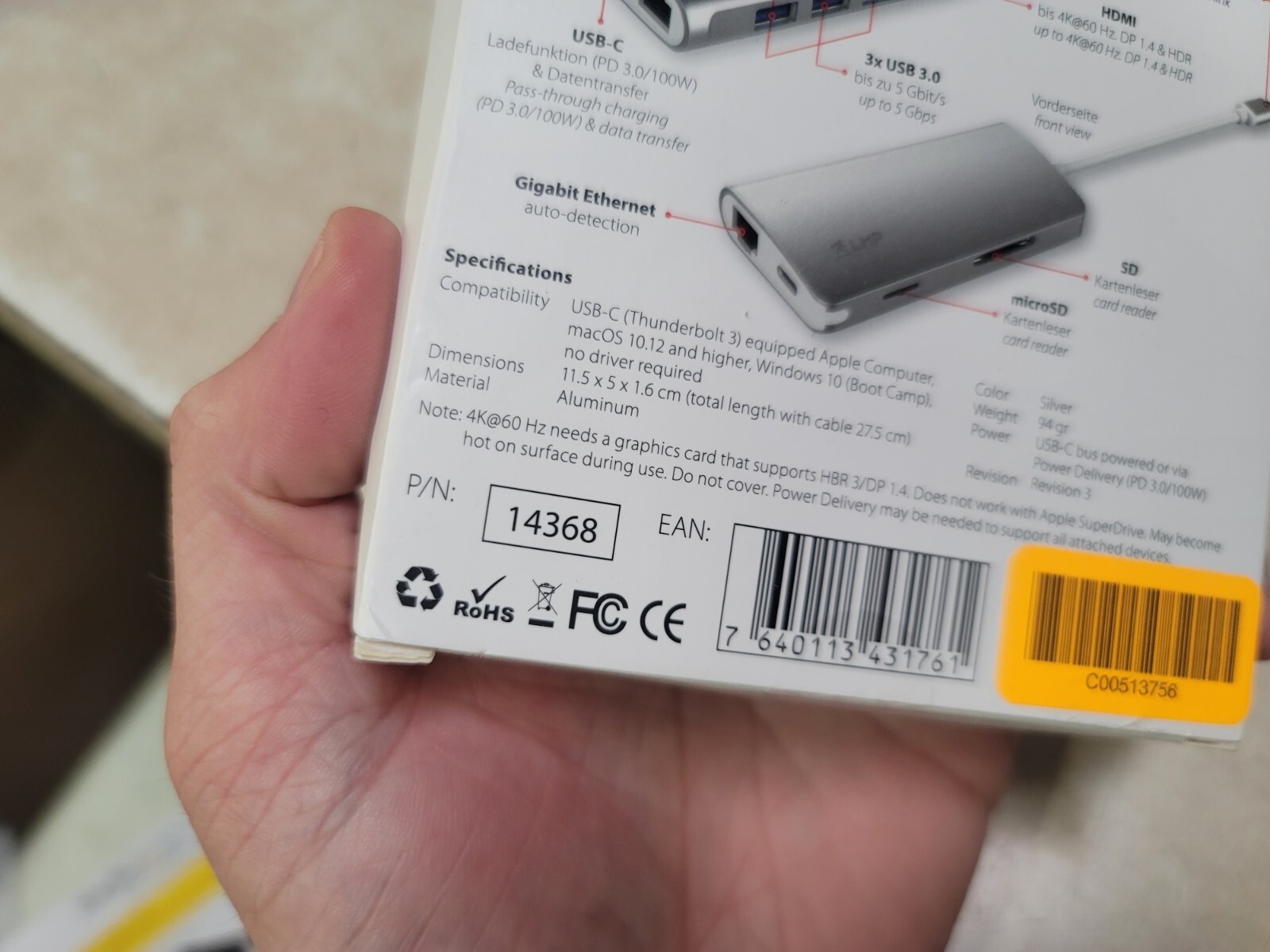 lmp 14368 USB-C MINI DOCK HDMI SILVER NEW CROPMARK