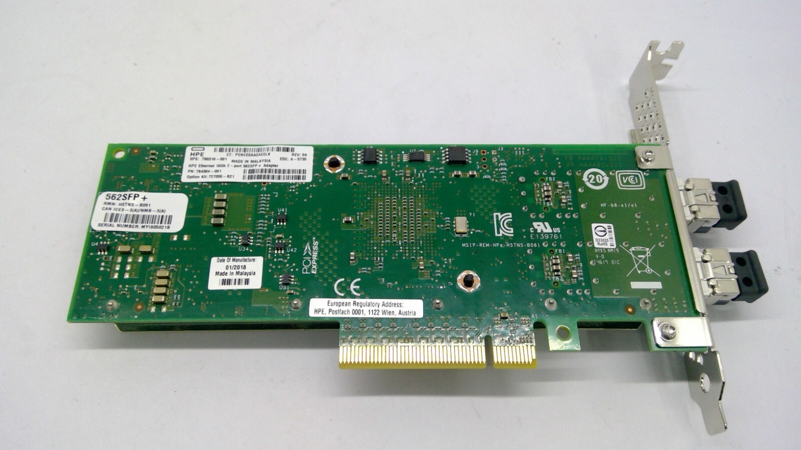HP HPE 10Gb 2-port 562SFP+ Ethernet Adapter 790316-001 784304-001 727055-B21