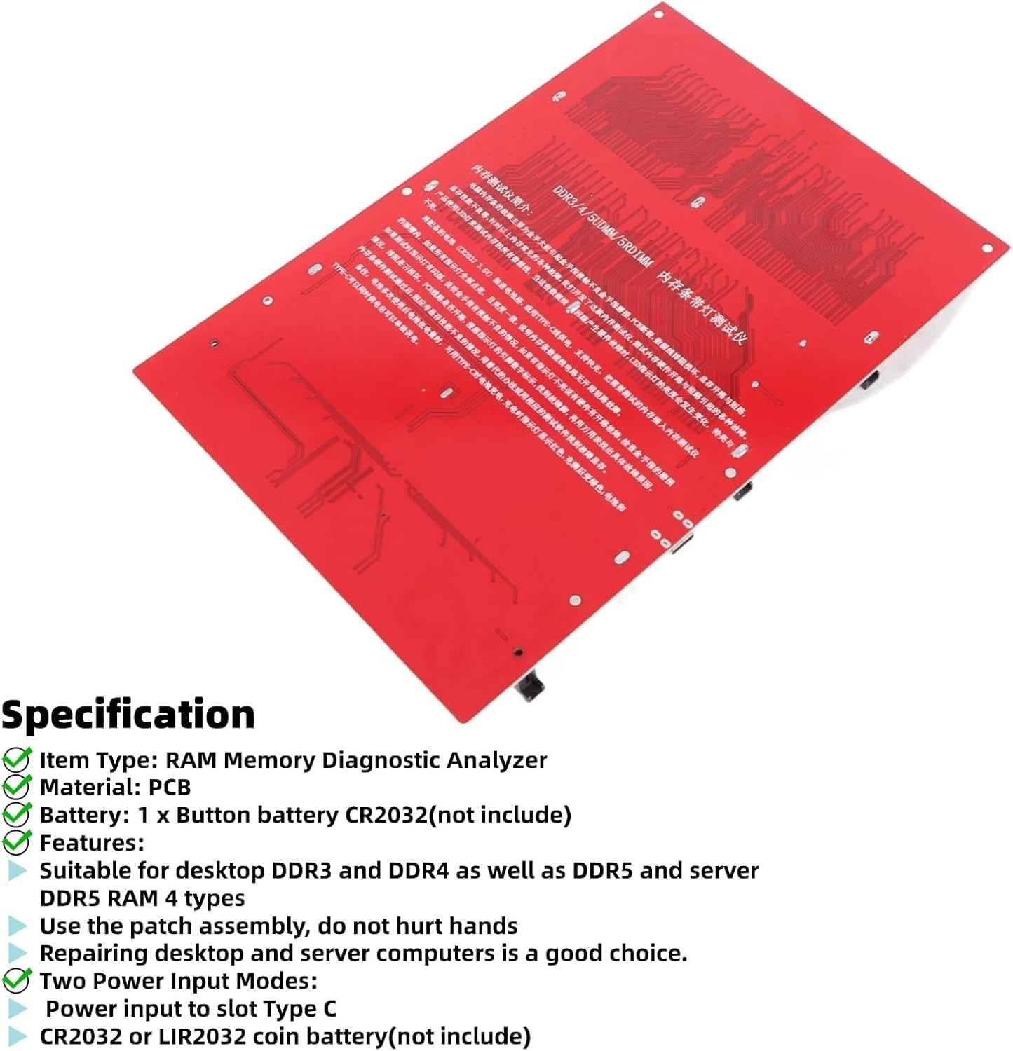 4-in-1 DDR3/DDR4/DDR5UDMM/DDR5RDIMM Memory Diagnostic Tester Card Universal R…