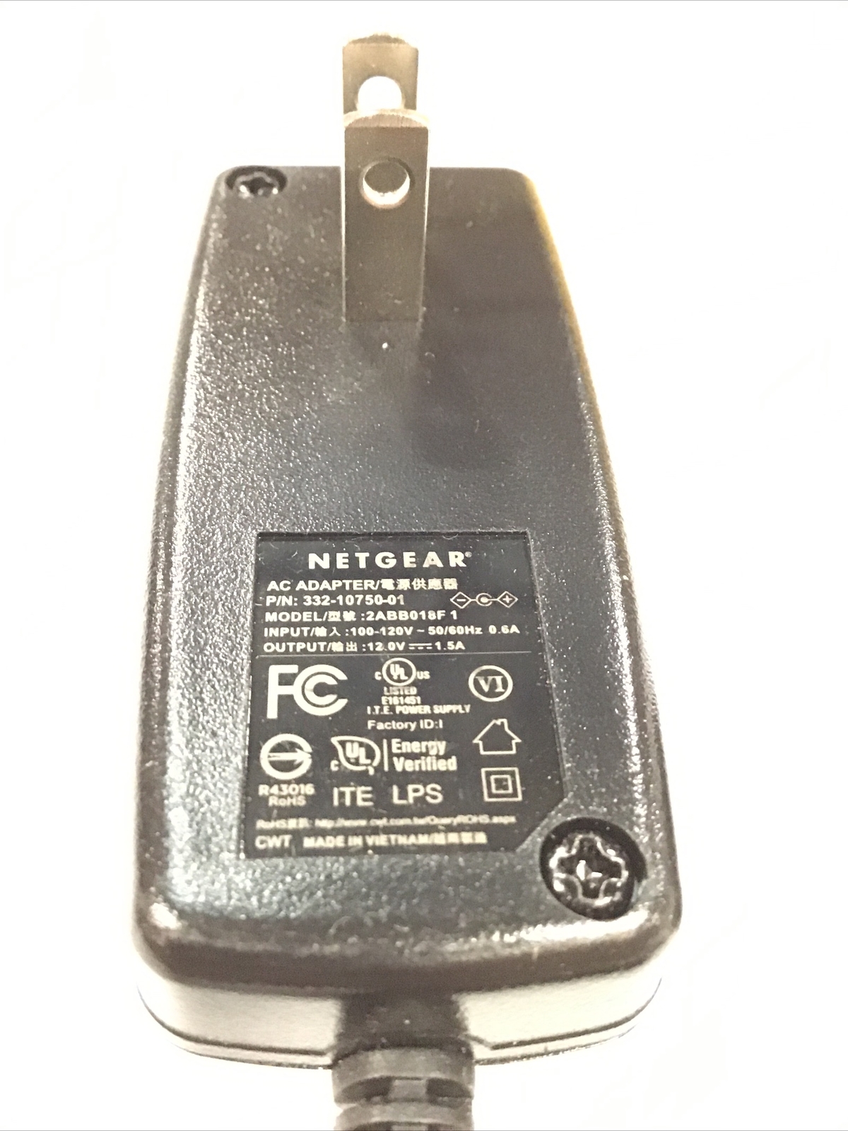Lot of 10 – NETGEAR 12V 1.5A AC ADAPTER 2ABB018F 332-10927-01 Power Supply 5.5mm