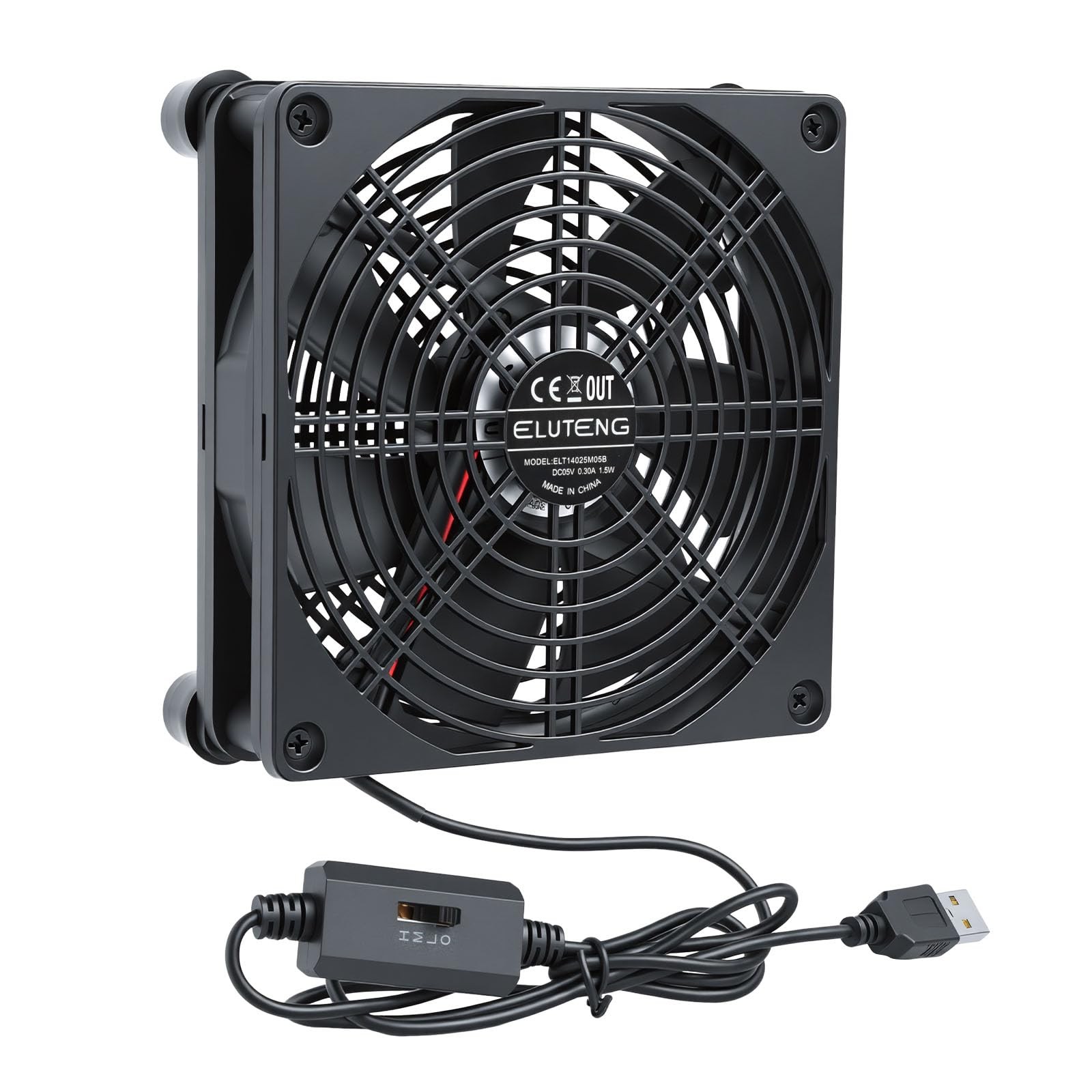 USB Powered Cooling Fan 140mm with 3 Speed Adjustable Computer USB Fans 5V Qu…